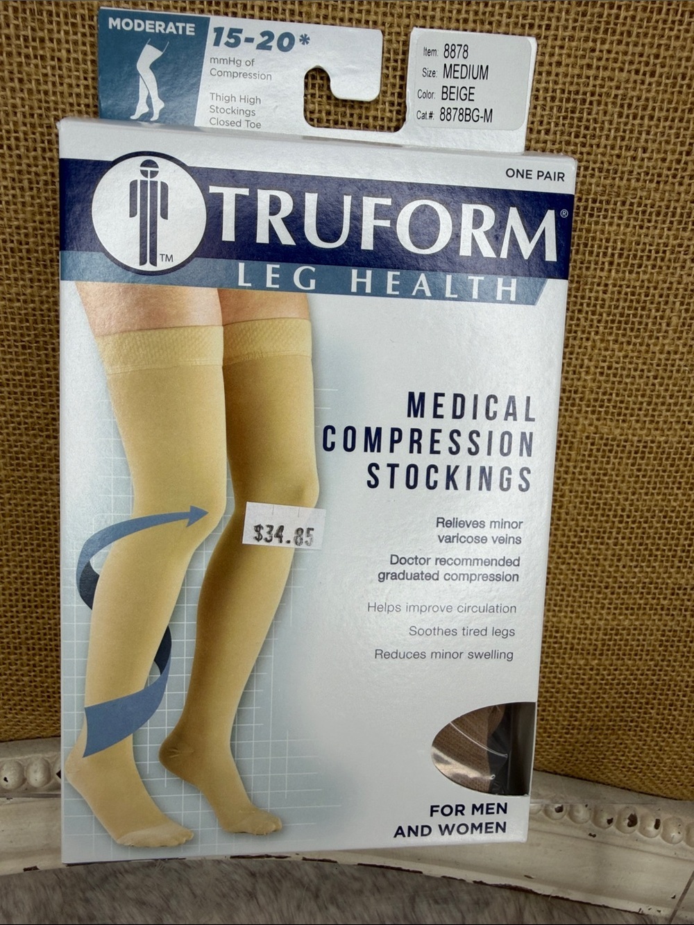 Truform Beige Medical Compression Stockings - Moderate 15-20 mmHg, Medium